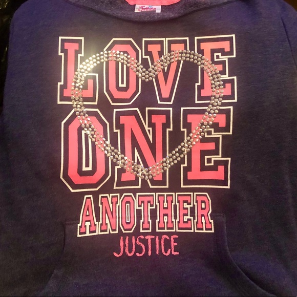 Justice Love One Another Sweatshirt with jewels, size 12 - Picture 3 of 6